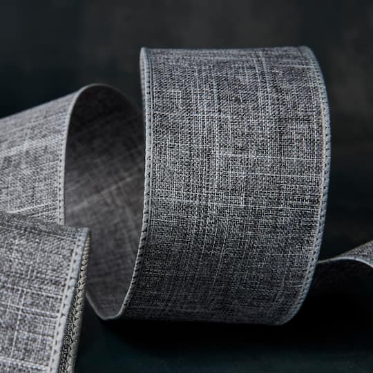 2.5" x 25ft. Faux Linen Wired Ribbon by Celebrate It